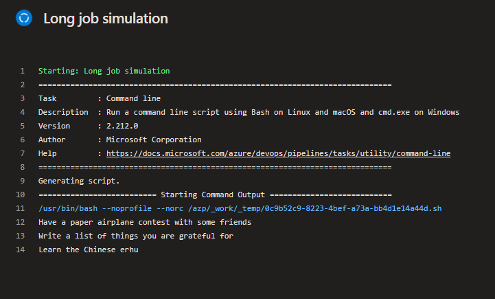 Long job simulation grafana azure