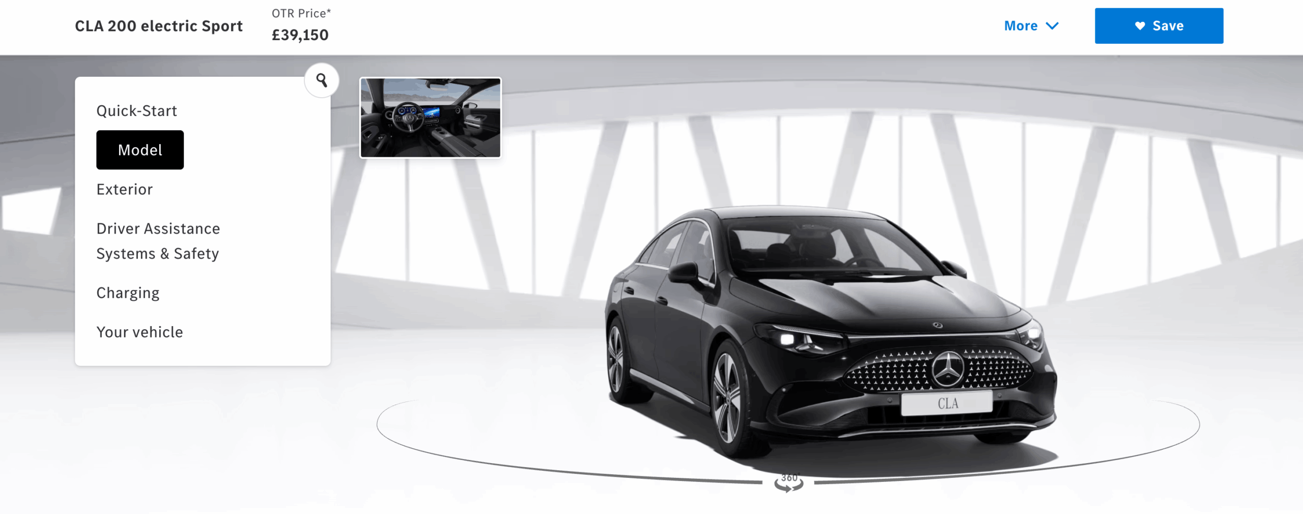 Mercedes-Benz Configurator – Market-specific build-and-price flow with the ability to save and restore a configuration via an online code, which helps hand off a build to a dealer.