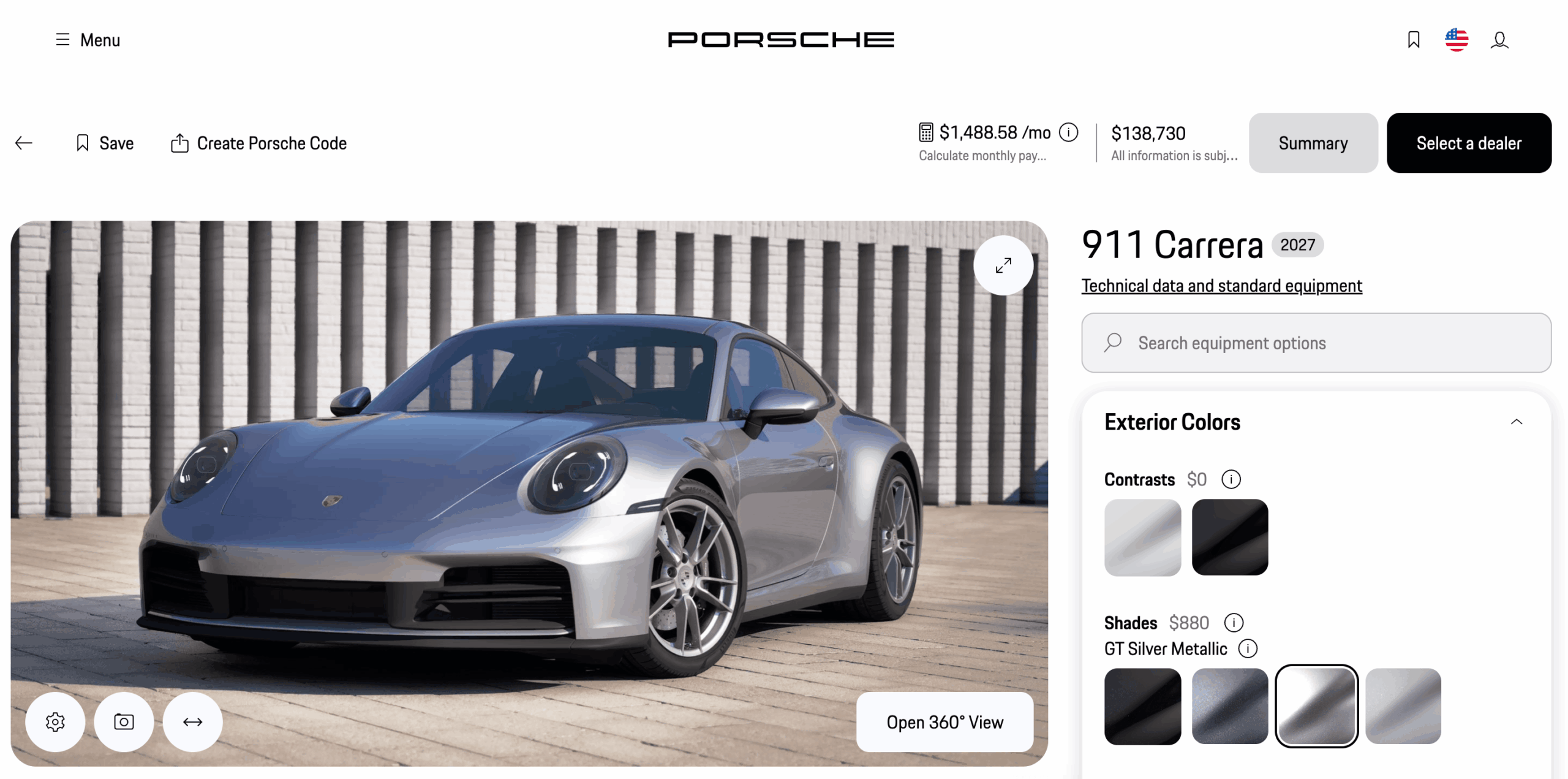 Porsche Car Configurator – Keeps a running price visible while you change options and supports saving or sharing a finished build, so buyers can leave and return without restarting.