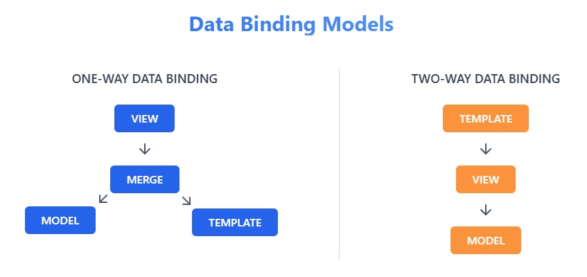 Data Biding Models Angular and React explanation by Hicron Software 