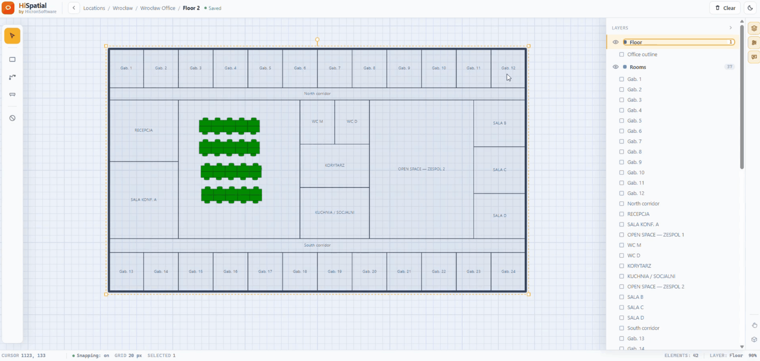 Manual editing by clicking on the plan for digital floor plan